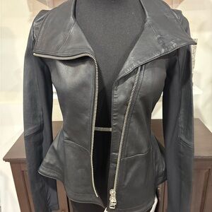 Veronica Beard Black Leather Jacket, Retail $1298